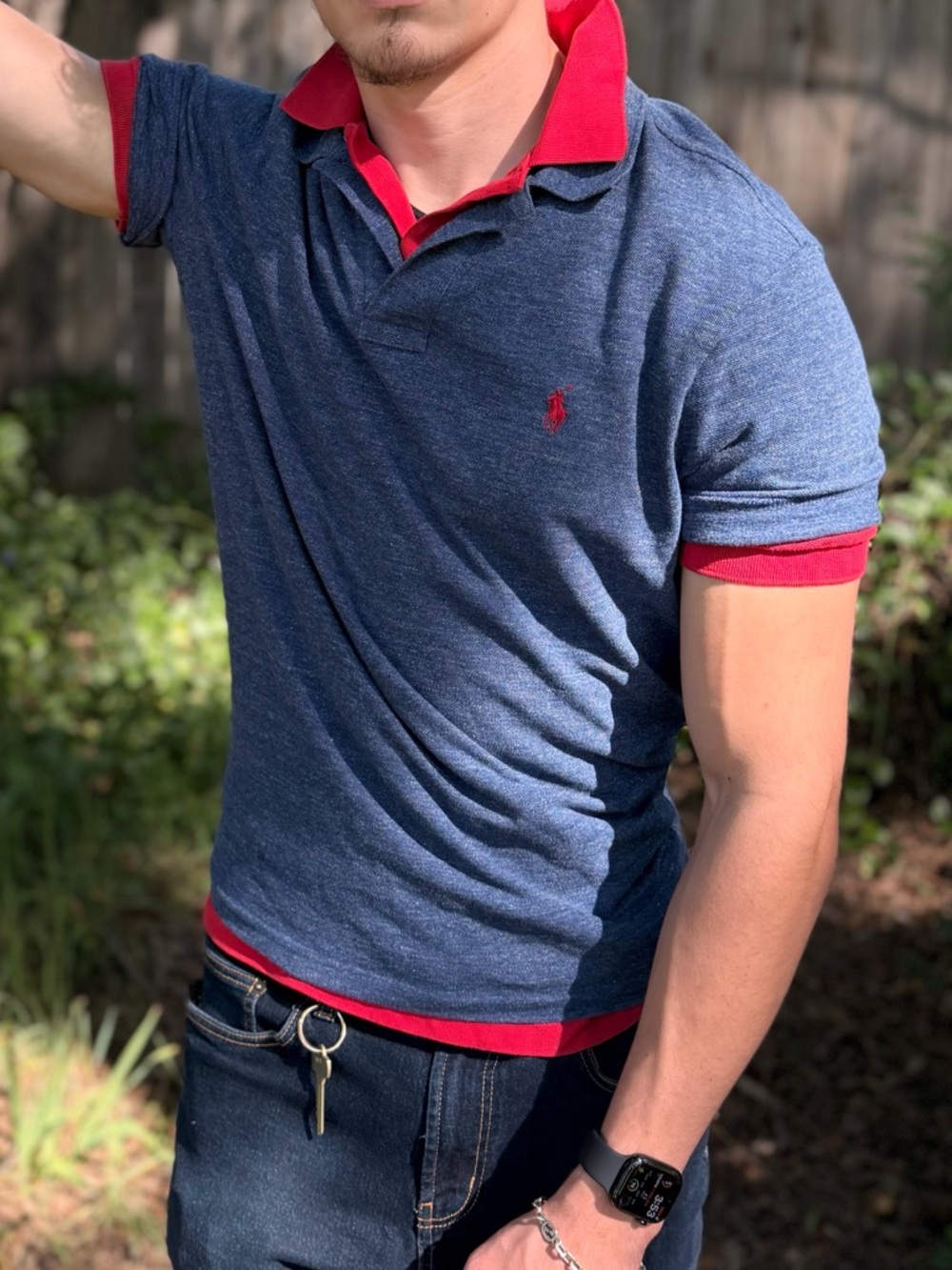Ralph Lauren Navy Heather Polo SHIRT RED PONY LOGO EMBROIDERED MEN TENNIS RUGBY - Picture 4 of 16